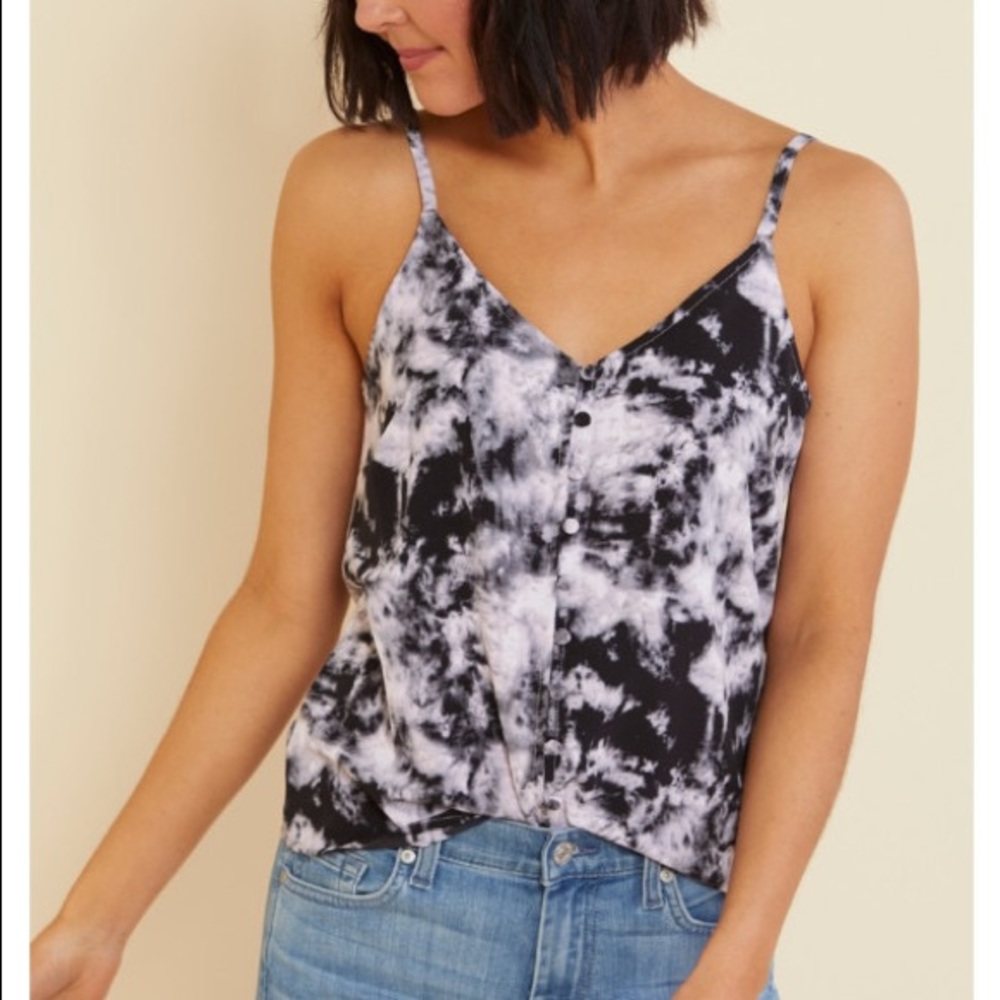 NEW Sanctuary Tie Dye Essential Button Front Tank Small